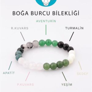 Boğa Burcu Doğal Taş Bileklik 8 mm Küre Kesim - Burç Bilekliği