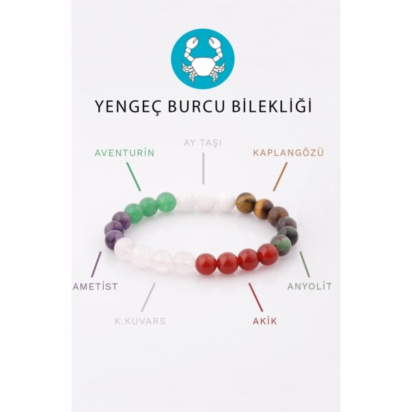 Yengeç Burcu Özel Tasarım Doğal Taş Bileklik - Görsel 2